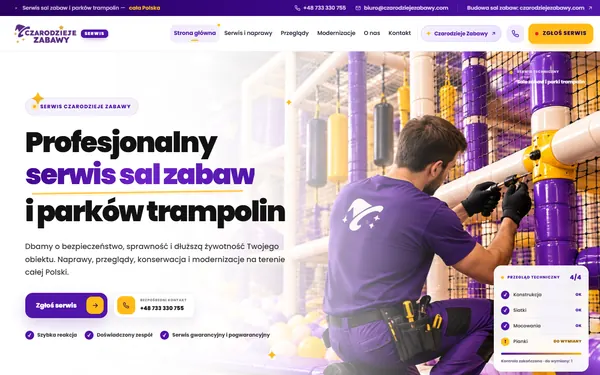 Strona internetowa Czarodzieje Zabawy – serwis – serwis sal zabaw i parków trampolin, projekt Quantum Marketing Agency